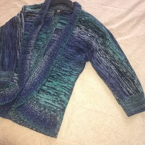 Amber Sun -Open Cardigan Blue&Purple sweater. Med.